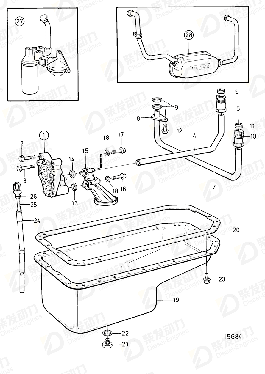 volvo penta Oil pump 864760 Drawing volvo penta Oil pump 864760 Drawing